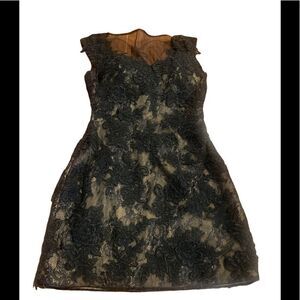 La Femme Black Lace Mini Dress